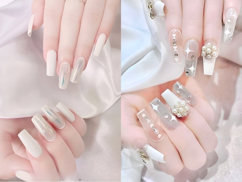 Mẫu nail đơn giản cho cô dâu