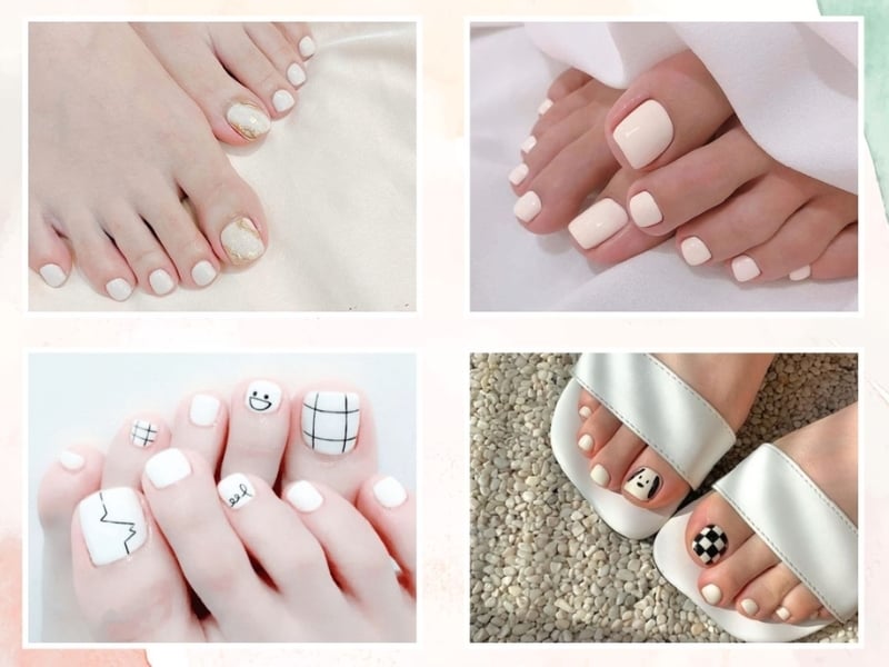 Mẫu nail đơn giản cho móng chân