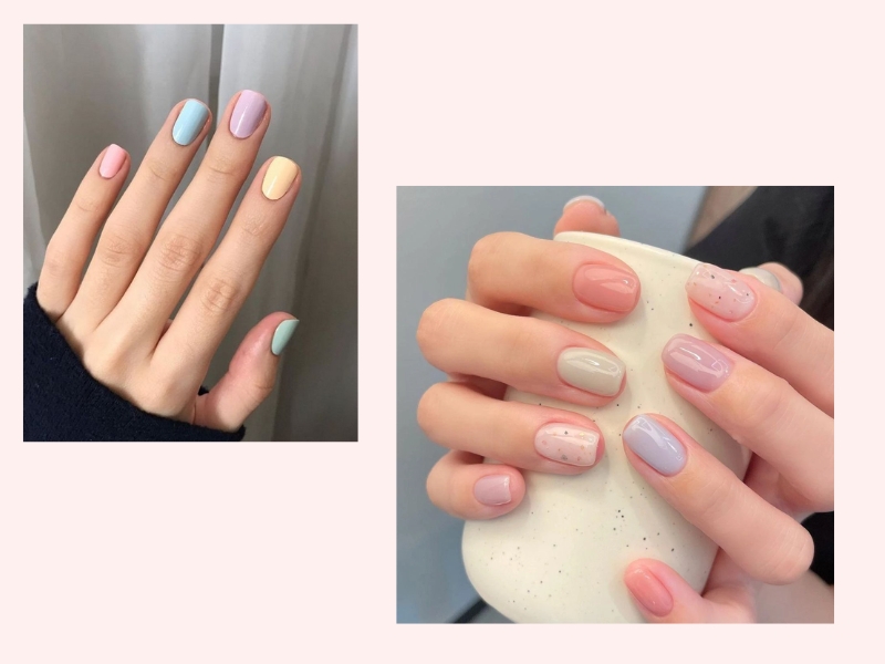 Mẫu nail màu pastel đơn giản cute