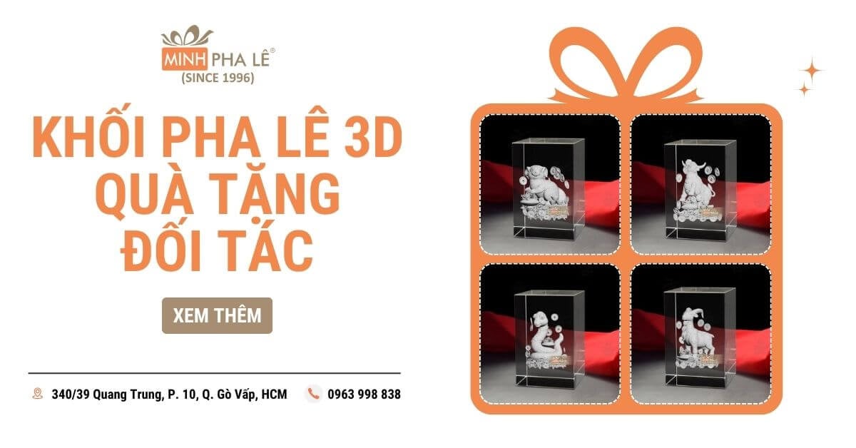Mẫu Khối Pha Lê 3D - Quà Tặng Đối Tác Sang Trọng Tại Minh Pha Lê