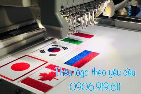 Thêu logo cờ nước các quốc gia - Phủ keo ủi nhiệt velcro theo yêu cầu