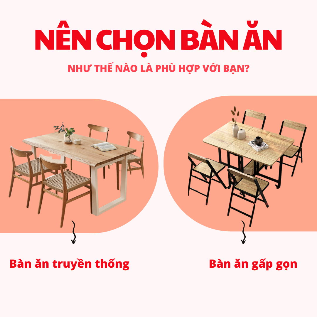 So sánh bàn ăn gấp gọn giá rẻ và bàn truyền thống: Nên chọn loại nào?