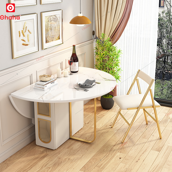 Bàn ăn gấp gọn thông minh có ghế và bánh xe Ohaha - BA019