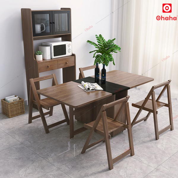 Bộ bàn ăn thông minh xếp gọn kèm hệ tủ đồ - BA028
