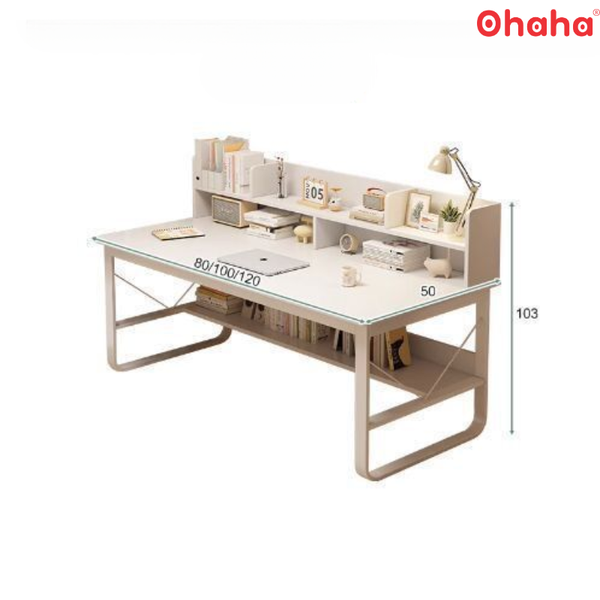 Bàn Học Chân Sắt Có Kệ Sách Cho Bé OHAHA - BH011