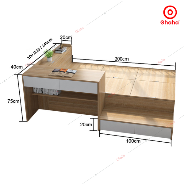 Combo giường ngủ đa năng kết hợp tủ và bàn học Ohaha - GĐN003
