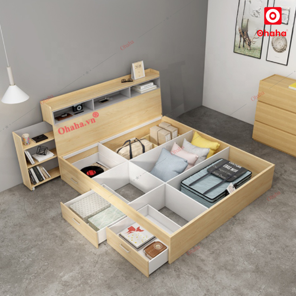 Giường ngủ gỗ công nghiệp cao cấp OHAHA - GC034