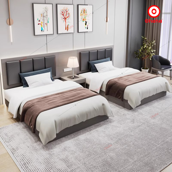 Giường ngủ gỗ công nghiệp hiện đại kèm tab đầu giường OHAHA - GC049