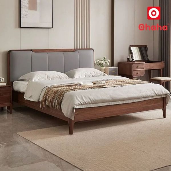 Giường ngủ gỗ óc chó có chân