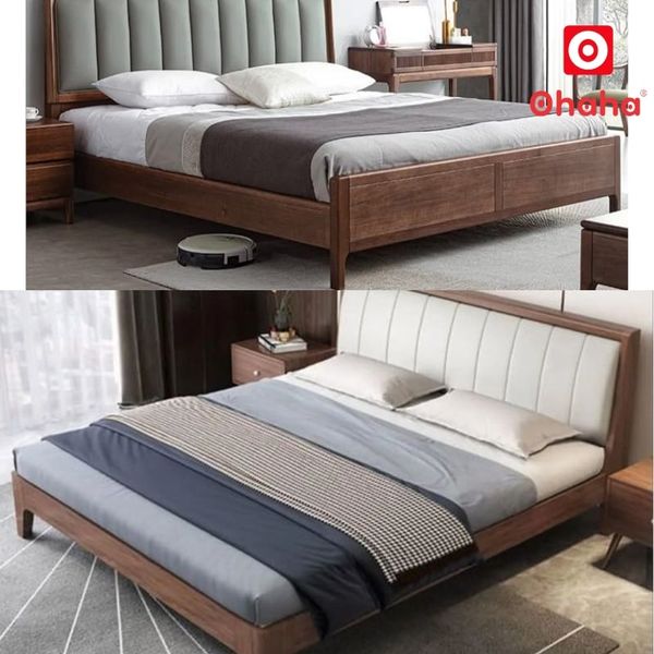 Giường ngủ gỗ óc chó hiện đại