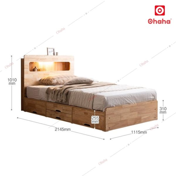 Giường ngủ gỗ tự nhiên cao cấp Ohaha GGTN001