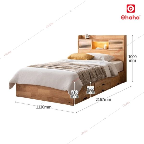 Giường ngủ gỗ tự nhiên cao cấp Ohaha GGTN003