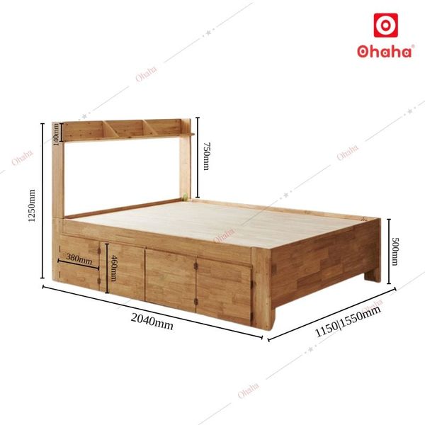 Giường ngủ gỗ tự nhiên cao cấp Ohaha GGTN004