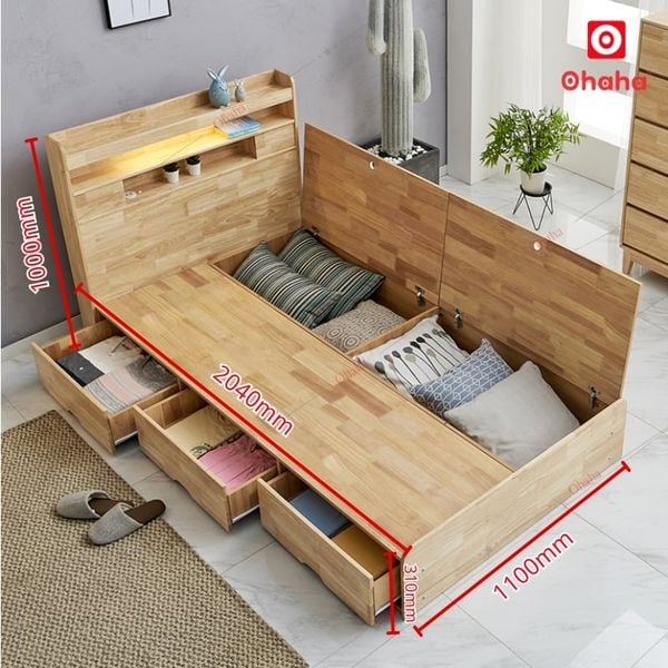 Giường ngủ gỗ tự nhiên cao cấp Ohaha GGTN008