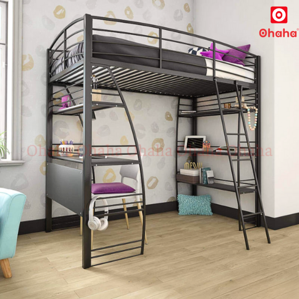 Giường tầng thông minh khung sắt có bàn học Ohaha - GTS007