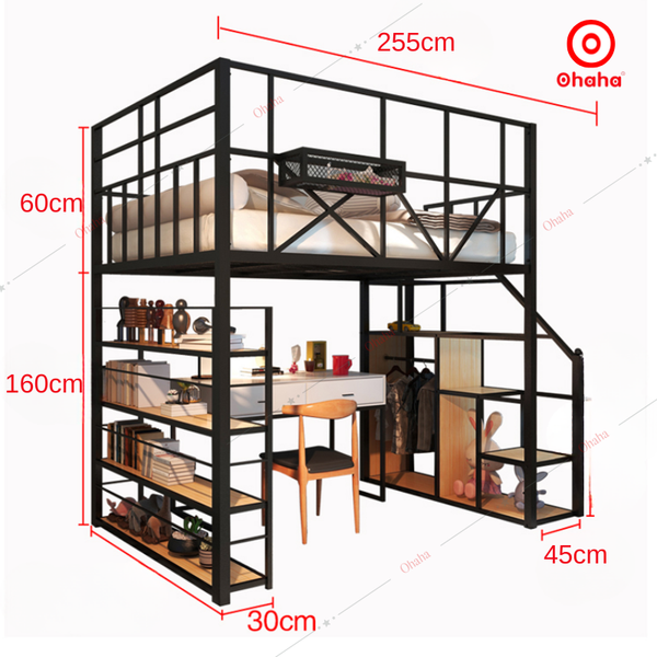 Giường tầng thông minh khung sắt Ohaha - GTS043