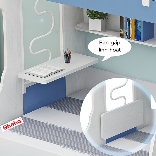 Giường 3 tầng thông minh có bàn học và tủ áo - GTTM031
