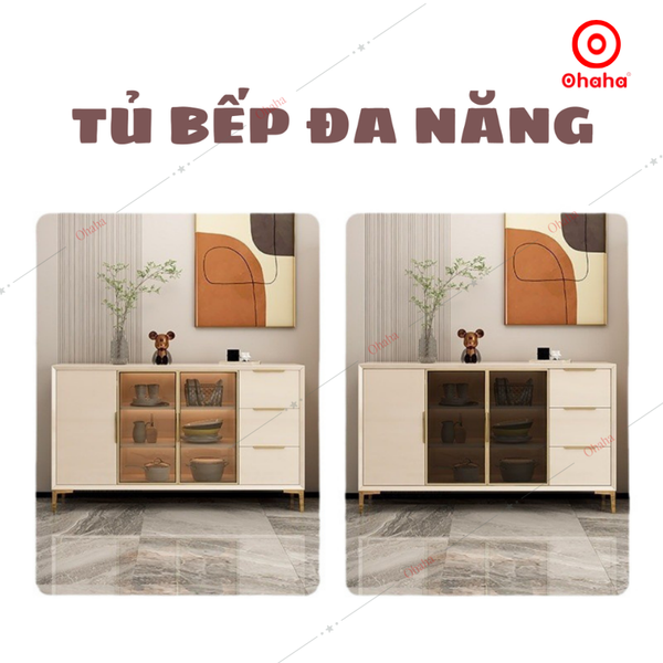 Tủ bếp gỗ MDF cánh kính kiểu dáng đơn giản - TB056