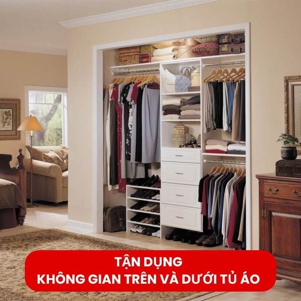 Sắp xếp tủ quần áo gọn gàng, ngăn nắp