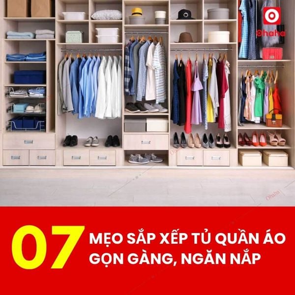 Sắp xếp tủ quần áo gọn gàng, ngăn nắp