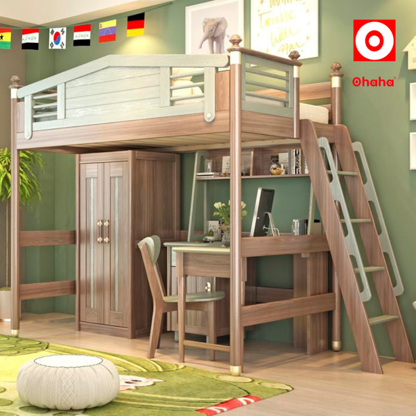 Giường tầng thiết kế khu vườn nhiệt đới cho bé trai.