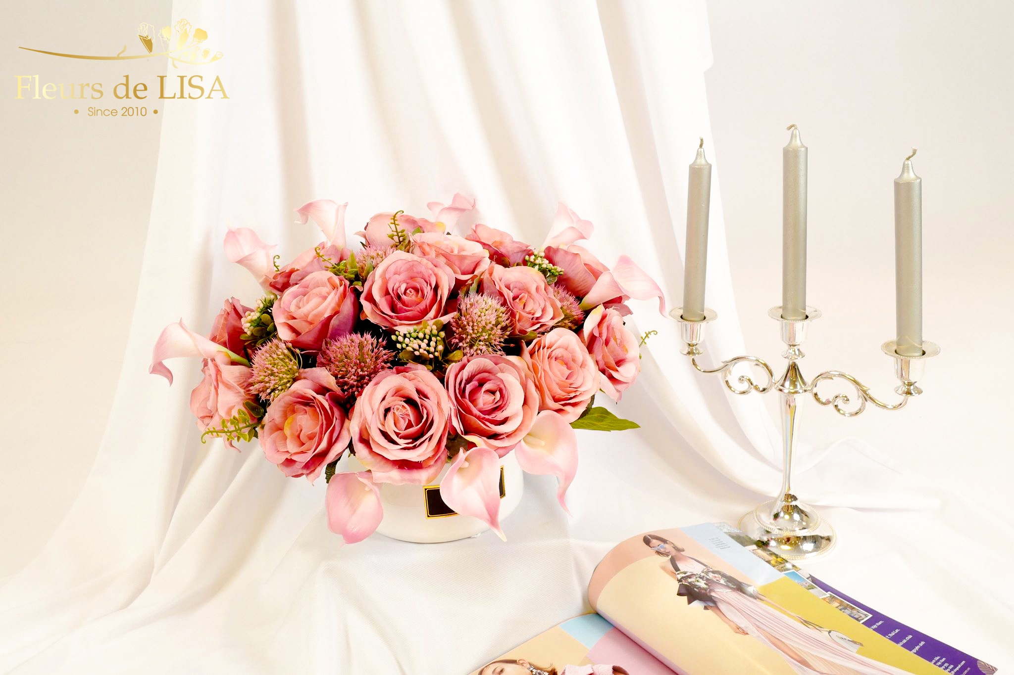Trang trí kệ ti vi với sản phẩm hoa lụa cao cấp – Fleurs de LISA ...