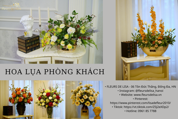 hoa lụa để bàn phòng khách