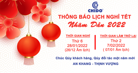 CHIDO Việt Nam thông báo lịch nghỉ Tết Nhâm Dần 2022