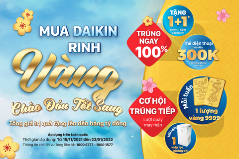 MUA DAIKIN RINH VÀNG - CHÀO ĐÓN TẾT SANG