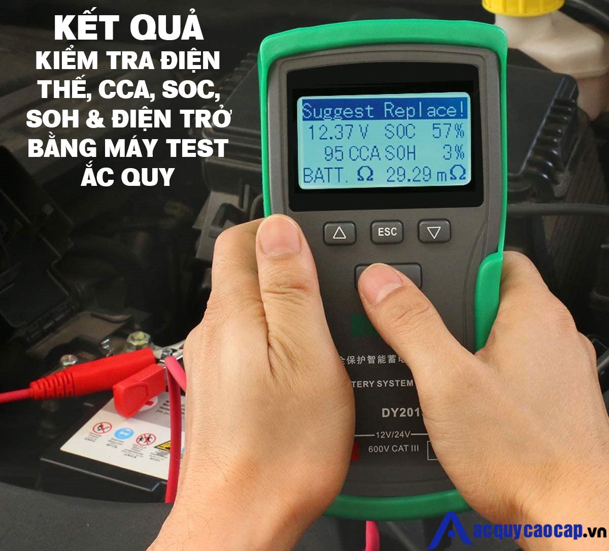 Thường xuyên kiểm tra điện thế, CCA, RC, SOC, SOH, điện trở, dòng sạc bình ắc quy