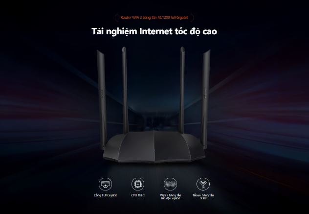 Router Wifi Tenda AC8 - Siêu tốc độ 1200Mbps với CPU 1Ghz