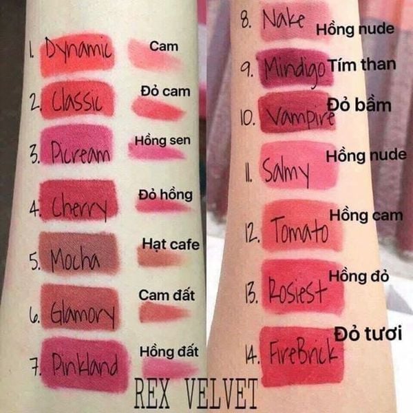 review bảng màu son velvet