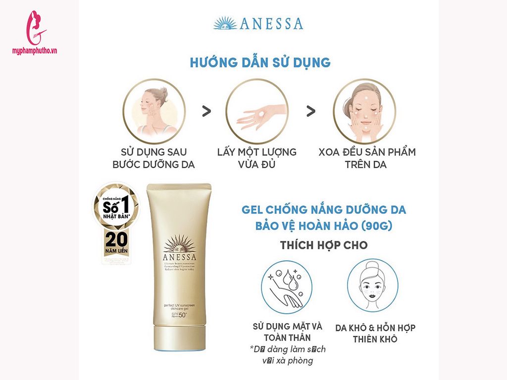 cách dùng  Kem Chống Nắng Anessa Perfect UV Sunscreen Skincare Gel