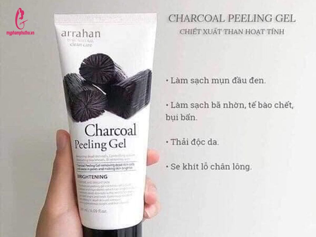 công dụng Tẩy da chết Arrahan charcoal Peeling Gel Than hoạt tính
