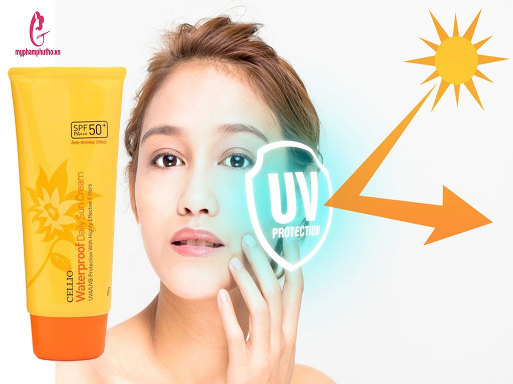 cách dùng Kem chống nắng Cellio Water proof Daily Sun Cream SPF50 PA+++