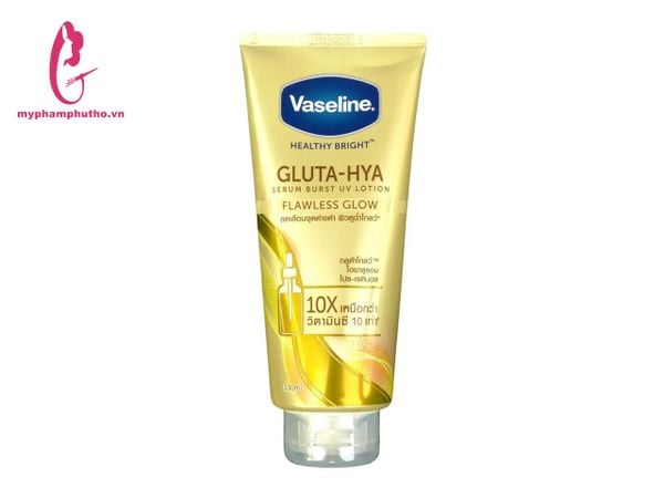 Dưỡng Thể Vaseline 10X Gluta - Hya Serum  Bust UV Lotion (Tuýp vàng)
