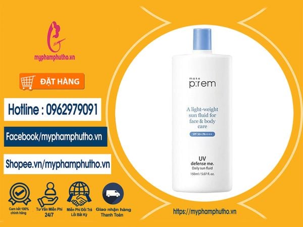 Kem Chống Nắng Make p:rem A light - Weight sun fluid for face & body care SPF 50+ PA ++++