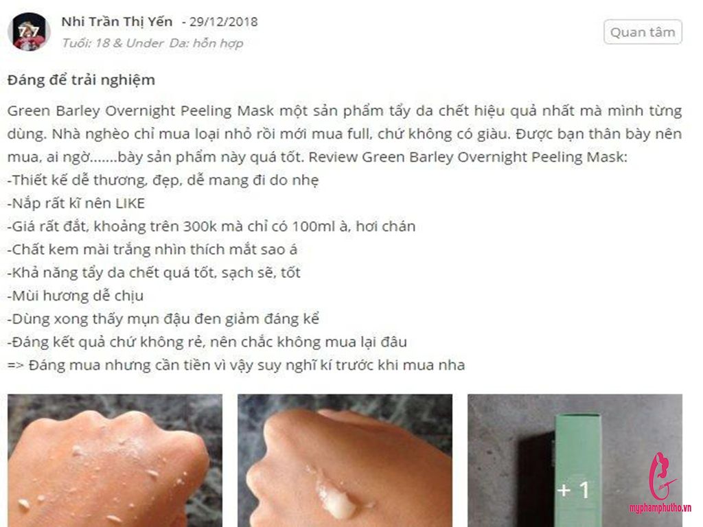 review Tẩy Da Chết Innisfree Lúa Mạch Green Barley Gommage Peeling Mask