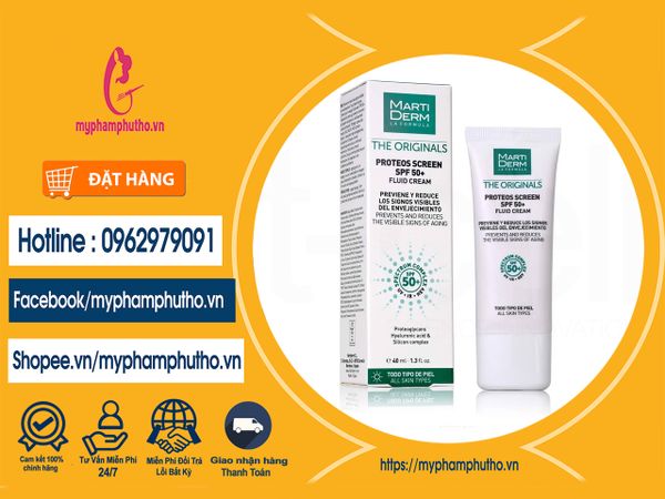 Kem Chống Nắng Marti Derm The Originals Proteos Screen SPF 50+ Fluid Cream Mua ở Đâu