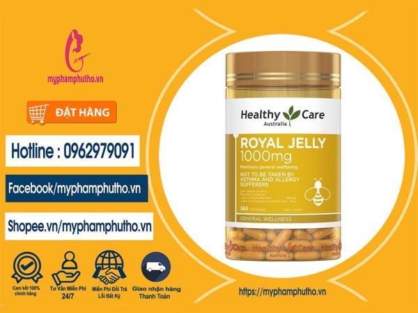 Viên uống Sữa Ong chúa Healthy Care  Royal Jelly Healthy Care 1000MG