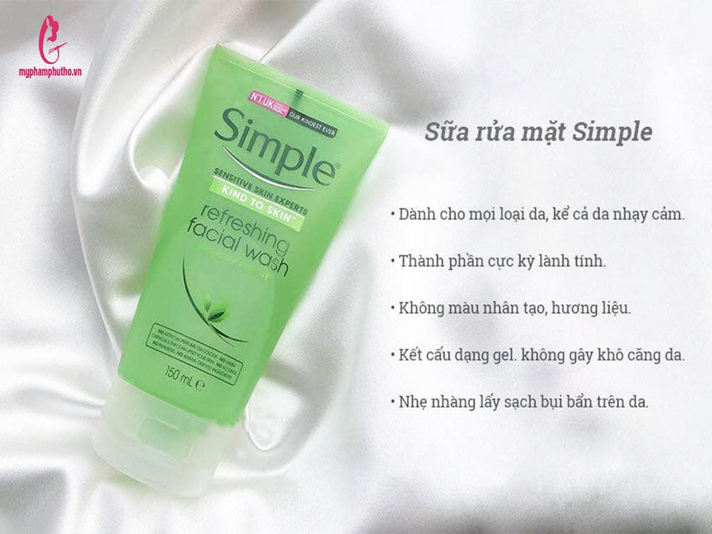 công dụng Sữa rửa mặt dạng gel Simple Kind To Skin Refreshing Facial Wash Gel