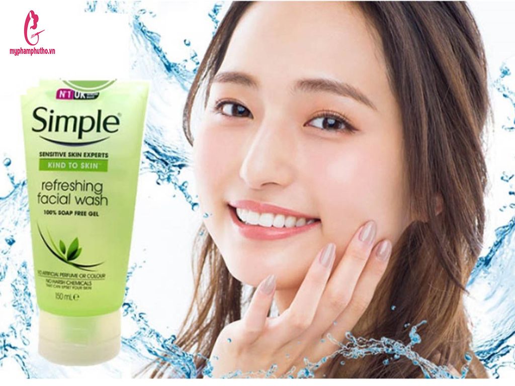 review Sữa rửa mặt dạng gel Simple Kind To Skin Refreshing Facial Wash Gel