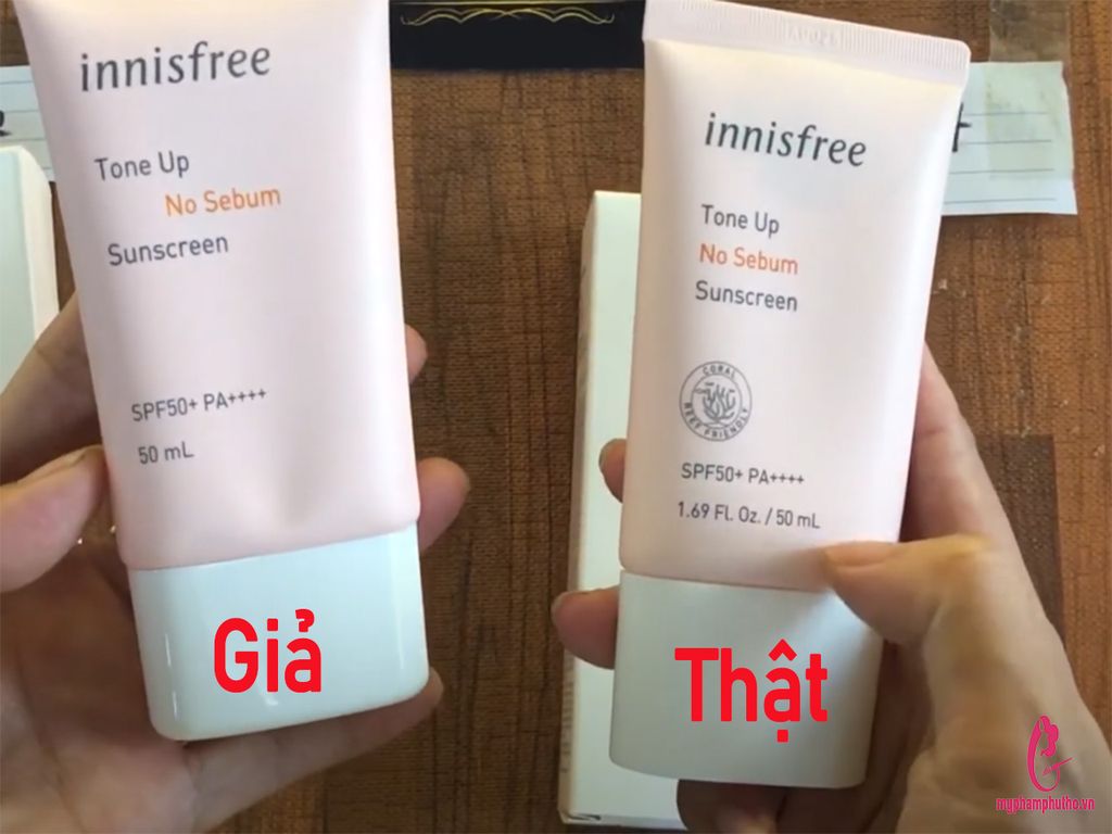 Phân biệt Kem chống nắng innisfree hồng Thật - Giả