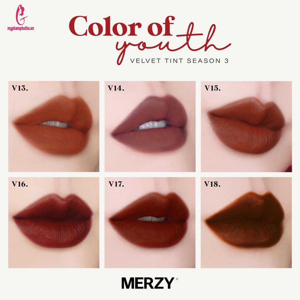 bảng màu  Merzy The First Velvet Lip Tint Season 3 Blue Vỏ Xanh