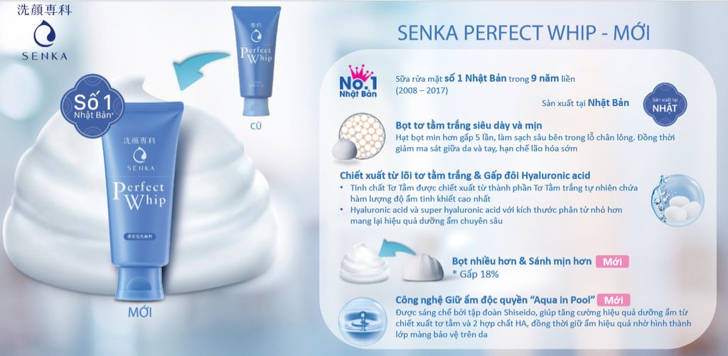 Thành Phần Sữa rửa mặt Shiseido Perfect Whip Senka Xanh