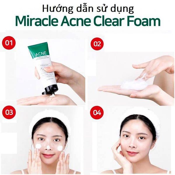 Cách dùng Sữa rửa mặt Some By Mi AHA BHA PHA 30 days Miracle Acne Clear Foam