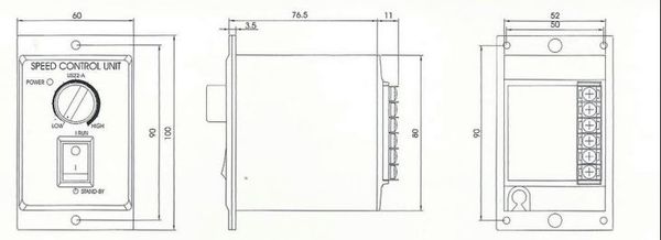 kích thước bộ điều khiển tốc độ 120W