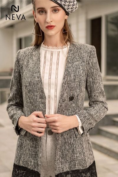 Blazer nữ cao cấp Palvin PTAK01 (dáng dài, không tay) - Palvin