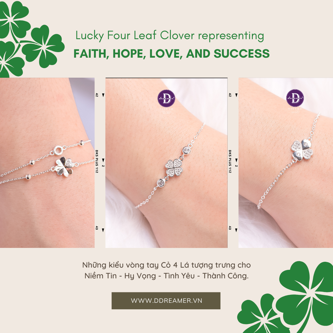 Bộ Sưu Tập Trang Sức Bạc 925 Cỏ 4 Lá May Mắn - Lucky Flower Silver Jewelry By Ddreamer