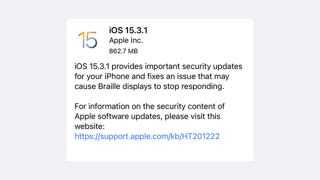 Apple phát hành iOS 15.3.1 để sửa triệt để lỗ hổng bảo mật Safari